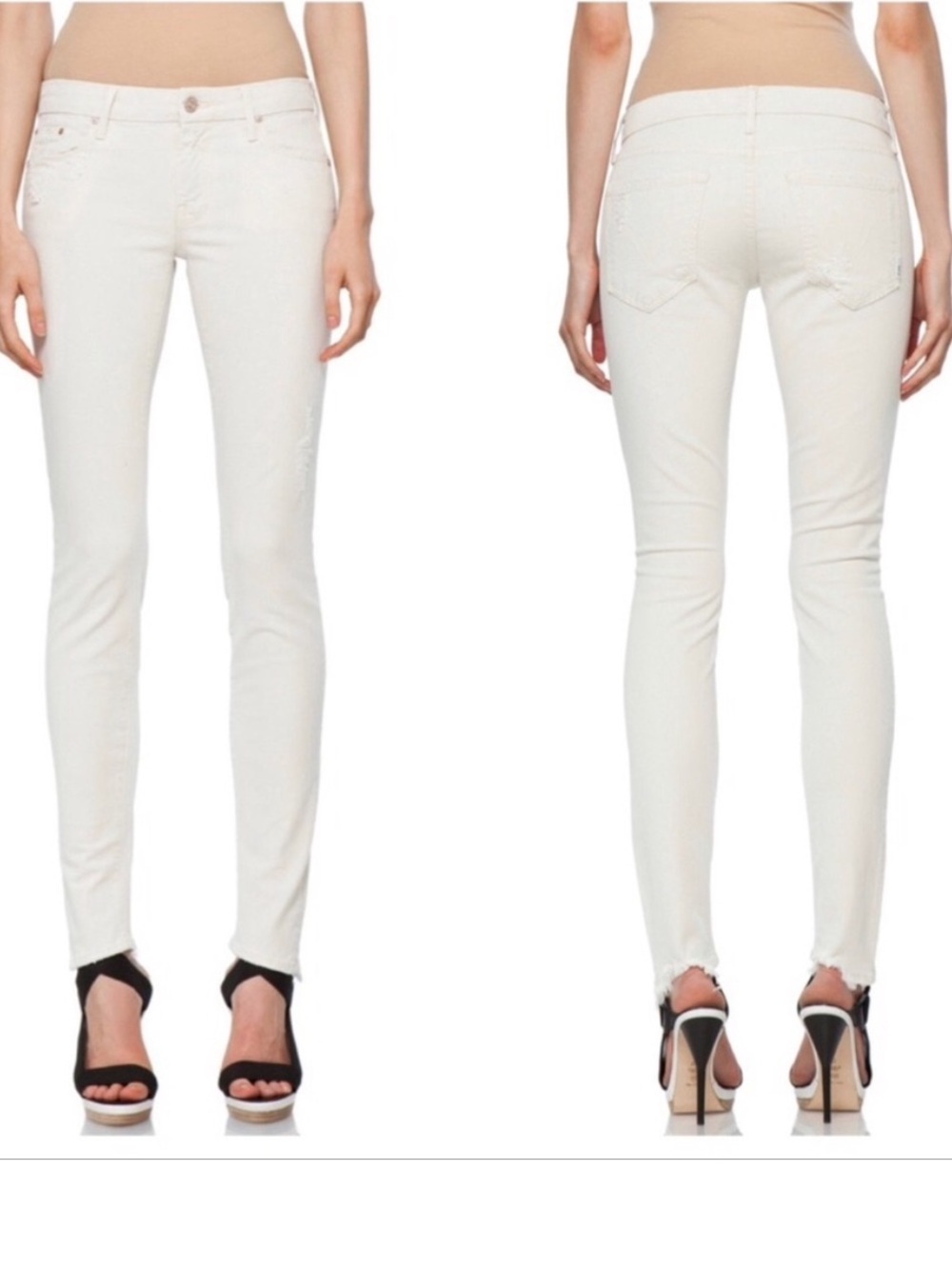 MOTHER The Looker Cream For a Day Destroyed Ivory Skinny Jeans Women's size 27